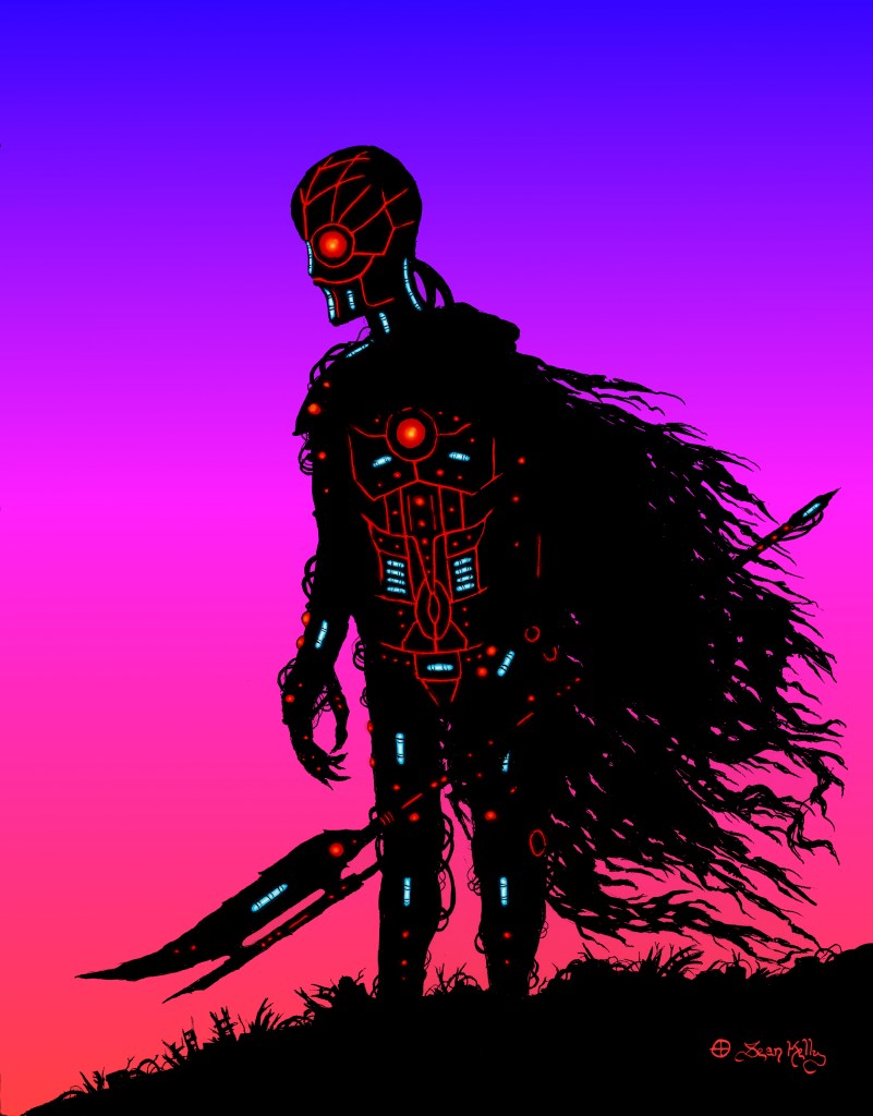 cyberpunk android robot cyborg digital art sci fi art dystopian sentinel fantasy futuristic sean kelly odinns grove