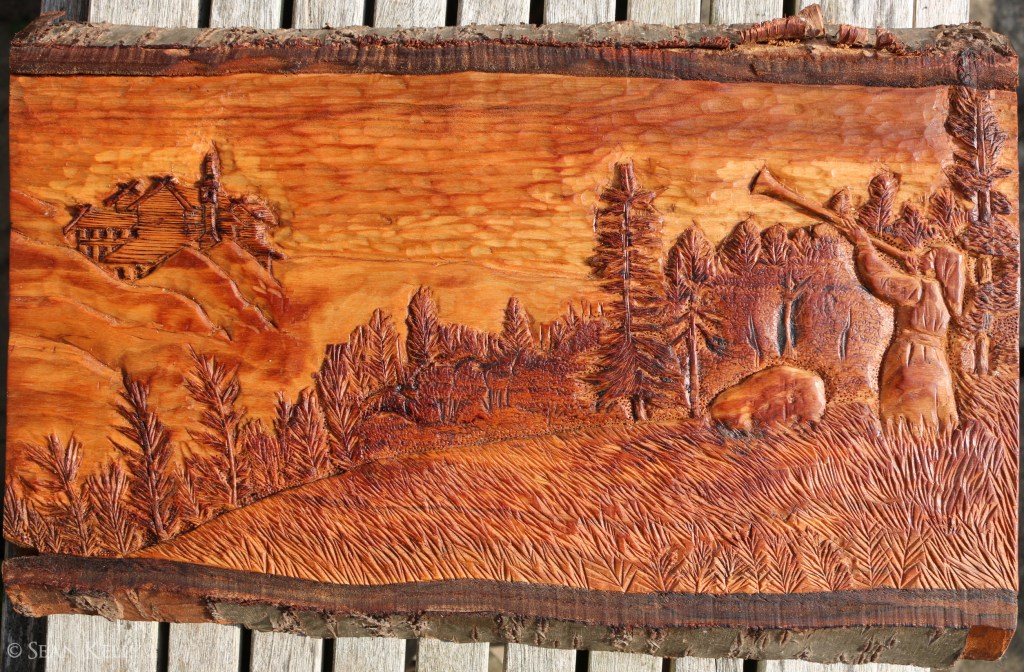 kittelsen nordic norse norway landscape carving relief cherry wood hills forests woods horn folk art paganism medeval folk traditions odinns grove sean kelly