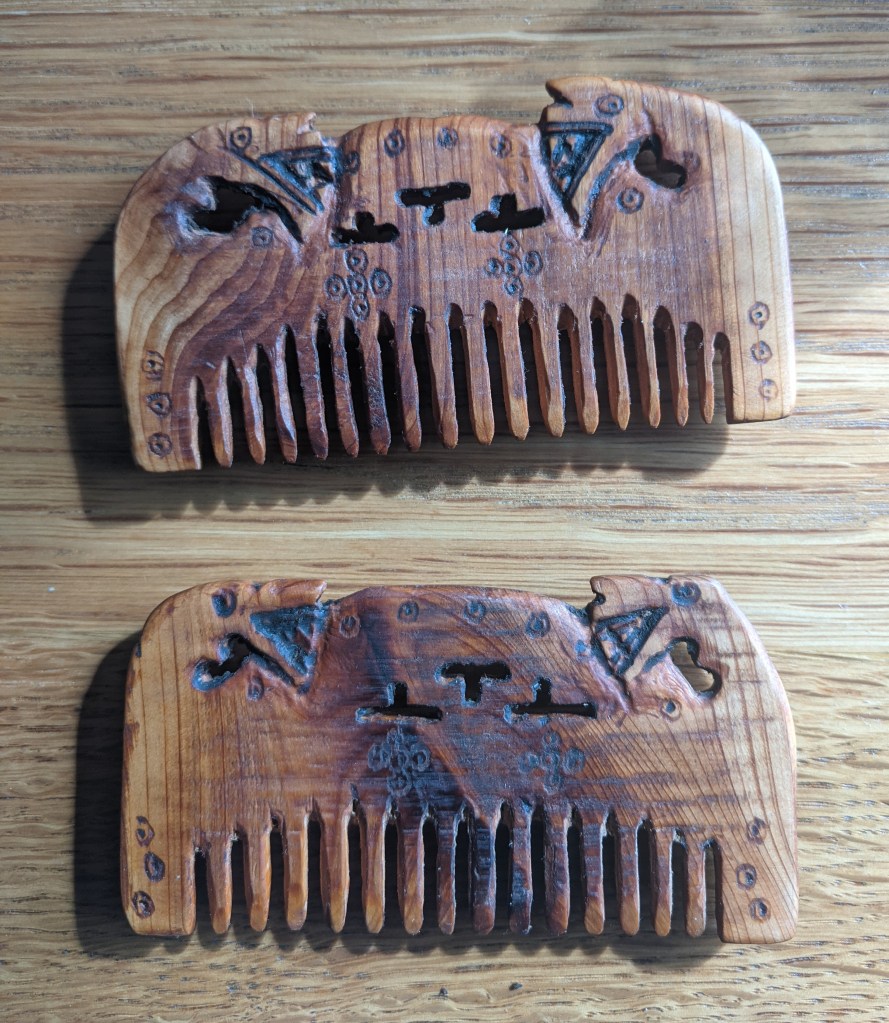 yew carving woodcarving viking norse comb traditional folk arts crafts sean kelly odinns grove